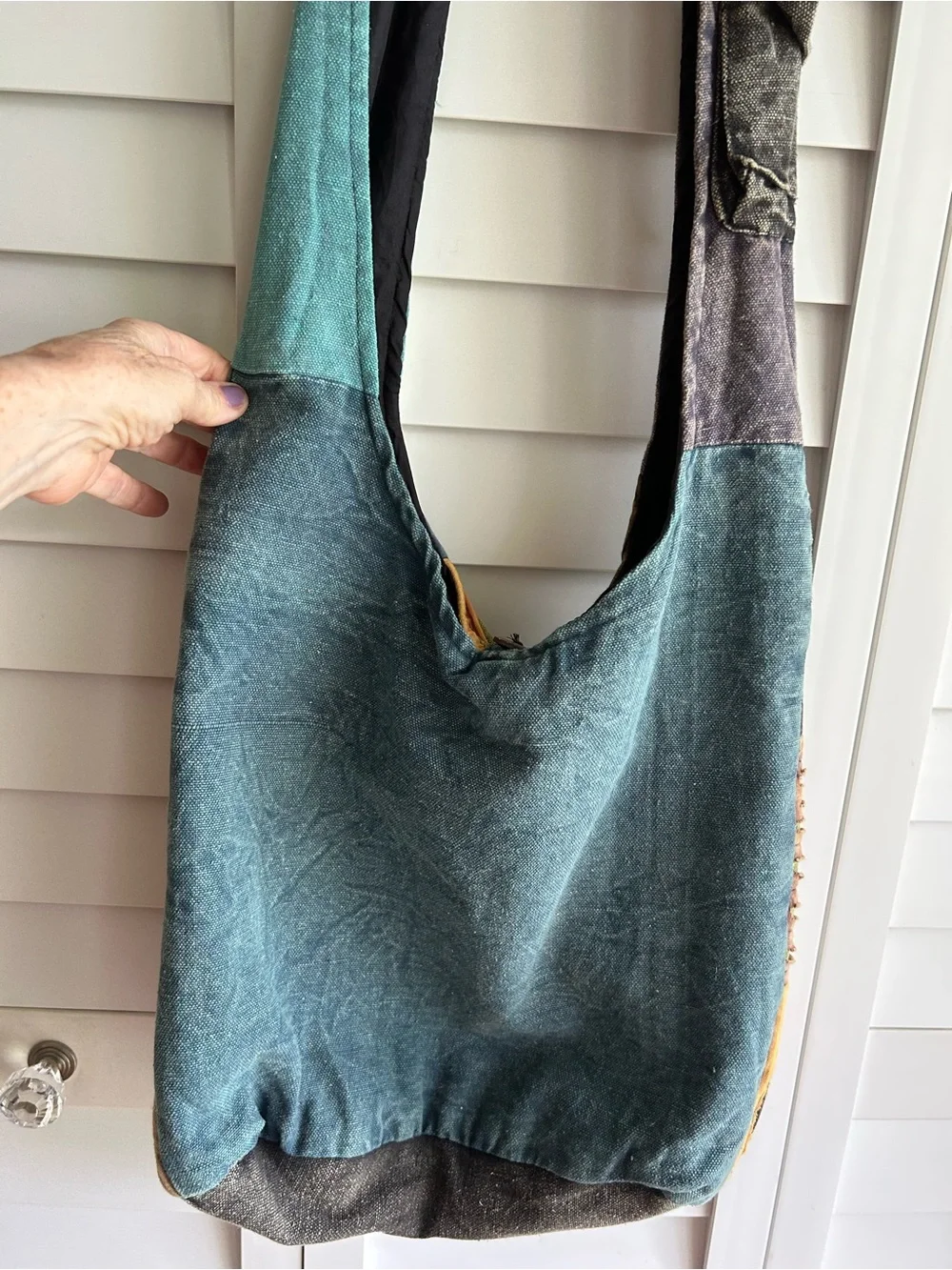 Handcrafted Nepal Patchwork Boho Bag in Teal & Multicolor
